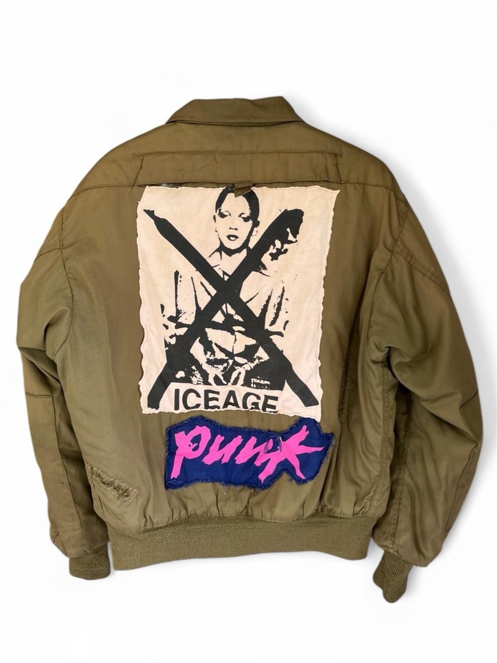 Vintage Bomber Jacket Punk Grunge Reworked Military Custom Patchwork